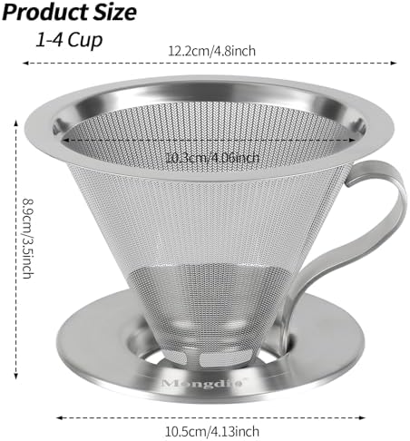 Mongdio Pour Over Coffee Maker, Stainless Steel Pour Over Coffee Filter - Image 6