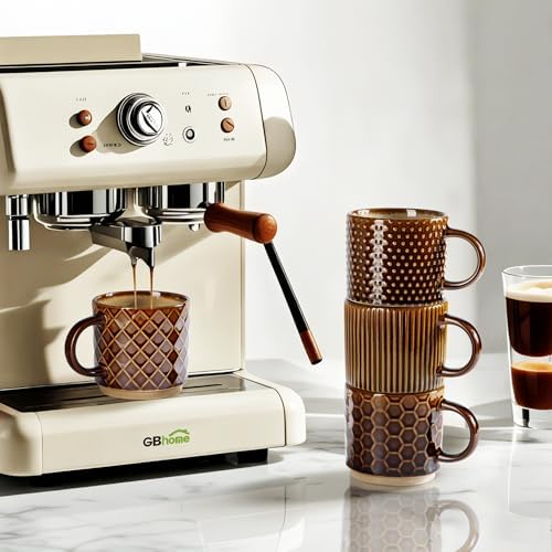 GBhome 6 OZ Stackable Coffee Mugs Set of 4, Ceramic Coffee Cups Set - Image 4