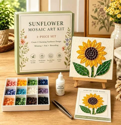LWLQCZJ Sea Glass Art Kit - DIY Fun Craft Kit for Adults, Beginner Friendly (Sunflower) - Image 2