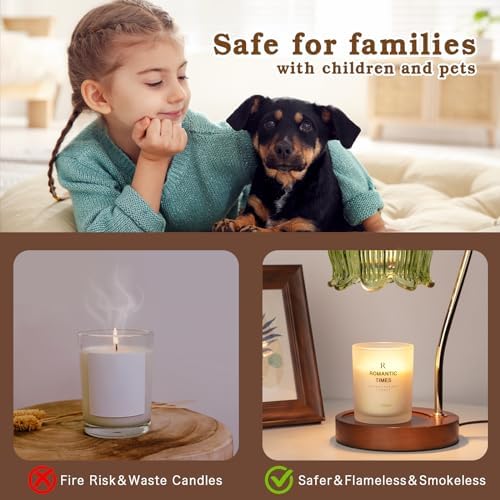 Funistree Glass Candle Warmer Lamp with Timer, Electric Candle Warmer Lamp, Graduation Birthday Gifts for Women Girls, Flower Candle Light Warmer Gifts, Aromatic Candle Warmer for Vintage Home Decor - Image 3