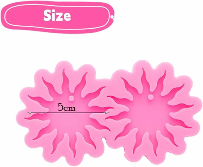Resin Earring Mold Silicone Resin Jewelry Molds Sun Flower Shape Epoxy Resin Casting Molds for Women Earring Crafts DIY Necklace Pendant Resin Mold