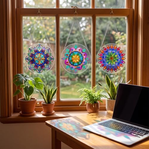 72 Pcs Suncatchers Crafts Kit DIY Paint Art, Mandala Design - Image 6