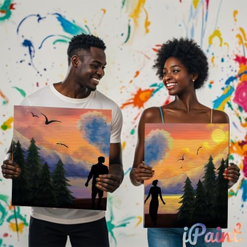 2Pcs Paint and Sip Kit for Adults,Pre Drawn Canvas to Paint for Flower Butterfly Date Night for Couples DIY Acrylic Painting Kits 8×10 (Sunset) - Image 4