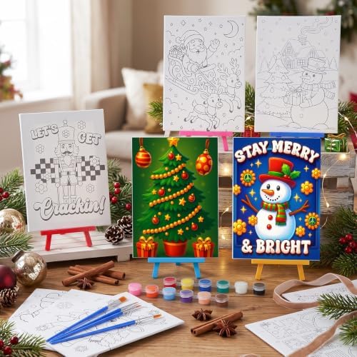 Blosssound 10 Set Christmas Pre Printed Canvas for Painting 5x7", Theme - Image 4