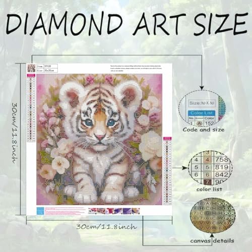 OJTOYART Tiger Diamond Art Kits for Adults, 5D Animals Round Full Drill Diamond Painting,DIY Full Round Drill Paint by Diamond Dot Gem Arts Crafts for Home Wall Decor 12 x 16 Inch - Image 6