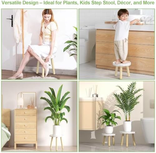 Wood Plant Stands Indoor, 16.7" Tall Plant Stand Outdoor Mid-Century Plant Stool, Single Plant Table Modern Small Round Side/End Table for Living Room, Balcony, Office (Brown) - Image 7