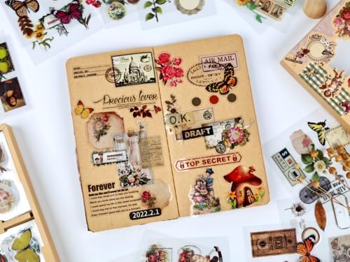510PCS Scrapbook Kits for Adults, Vintage Aesthetic Journaling Stickers Ephemera for Junk Journal Supplies, 100 Sheets Diecut PET Scarpbook Stickers for Scrap Booking Supples, Bujo, DIY Crats Ars - Image 7