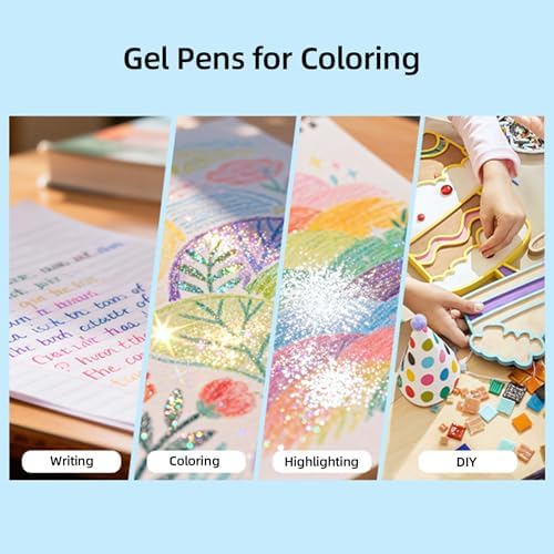 18 Colors Glitter Gel Pens Set with A5 Sketchbook (50 Sheets 120gsm) - Image 4