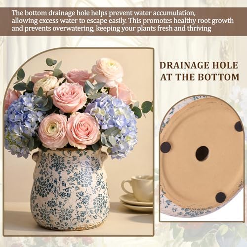 Ceramic Scroll Planter 6.5 Inch, Indigo Blue - Image 4