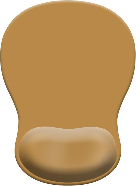 Gel Mouse Pad with Wrist Rest, Ergonomic Concave Wrist Support Mousepad with Non-Slip PU Base & Smooth Surface Comfortable Desk Accessories Mat for Office, Home Gaming and Study (08 Golden Brown)