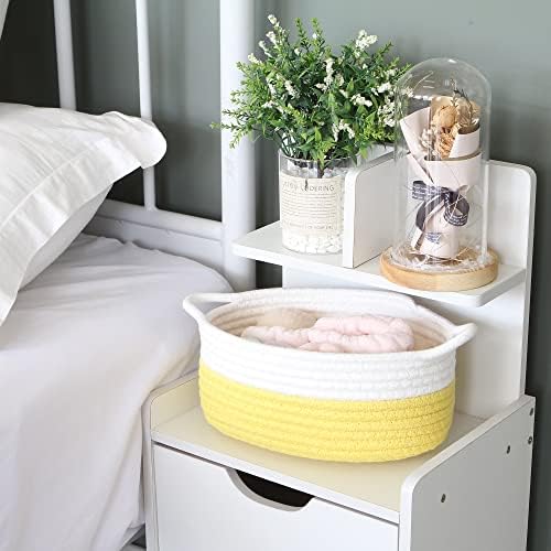 Sea Team 2-Pack Compact Woven Cotton Rope Storage Baskets, Yellow - Image 2