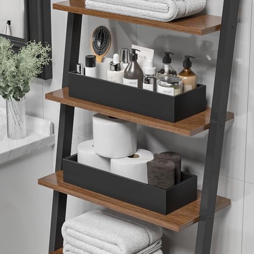 ZHWS Toilet Paper Basket, Bathroom Basket for Counter Toiletires Decor Towel TP, Back of Toilet Organizer Storage, Guest Toilet Tank Tray, Vanity Tray for Perfume Makeup Kitchen 15"x6"x3" Black - Image 4