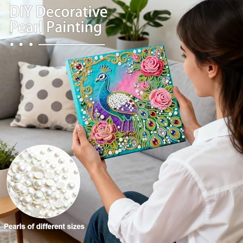 LQCrafK DIY 3D Pearl Art Painting Handcraft Kit for Adults Beginners, Home Wall Decoration, Creative Design Framed Painting with Tools-Peafowl - Image 3