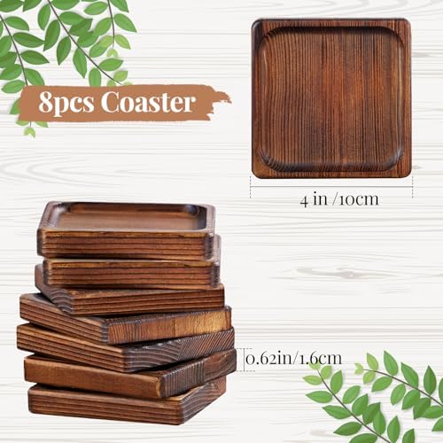 Acacia Wood Coasters for Drink-Drink Coasters Set of 8 | Coffee Table Decor - Image 2