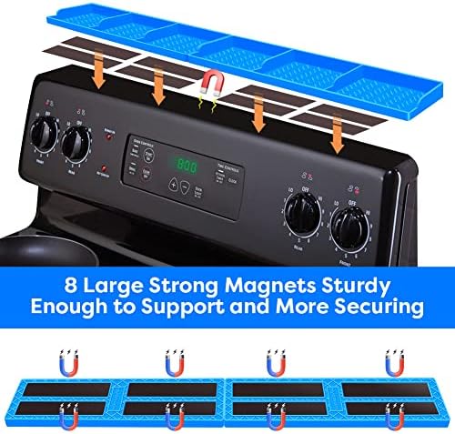 Hydream Stove Top for Shelf Silicone,30 Inch Magnetic Over the Stove Spice Rack of Shelf,Kitchen Organizer Magnet Above Stovetop Flat Back of Storage Suctioned-Blue - Image 3