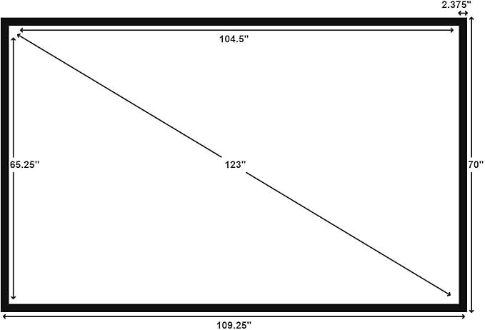 Silver Ticket Products STR Series 6 Piece Home Theater Fixed Frame 4K / 8K Ultra HD, HDTV, HDR & Active 3D Movie Projection Screen, 16:10 Format, 123" Diagonal, White Material STR-1610123