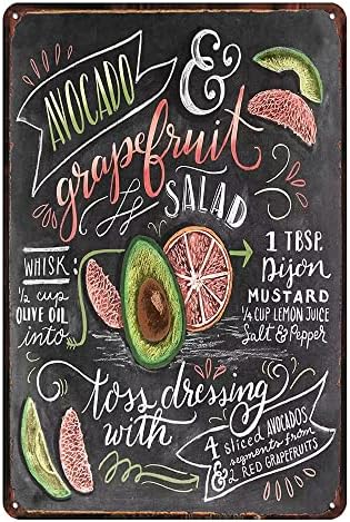 Vintage avocado grapefruit salad Tin Sign Retro Food Metel Sign by TREEPERI