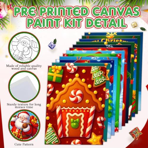 Zhanmai 72 Pcs 12 Sets Sip and Paint Kit Pre Drawn Canvas for Painting 8" x 10" Paint Party Canvas Painting Pre Printed Canvases for Party Favor DIY Adult's Date Night (Vivid Lively) - Image 4