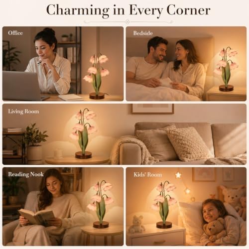 Flower Table Lamp for Bedroom, LED Cute Reading Light - Image 2