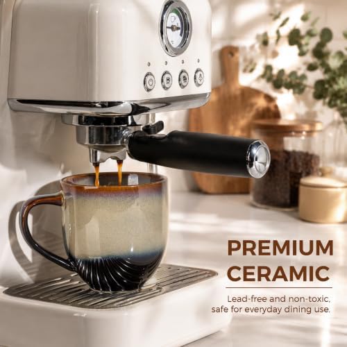 theterra Ceramic Coffee Mugs Set of 6, 12 oz Coffee Cups with Handle - Image 4