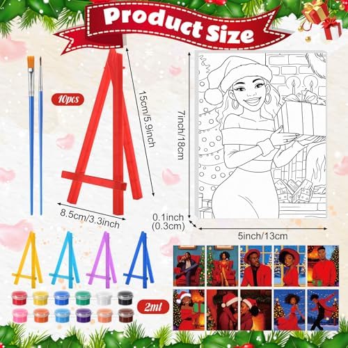 Blosssound 10 Set Christmas Pre Printed Canvas for Painting 5x7", Couple - Image 2