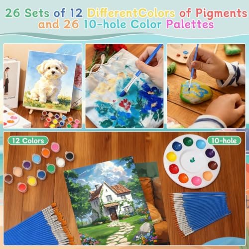 26 Set 8x10Inch Canvas and Easel Set, 164pcs Painting Supplies Kit - Image 6