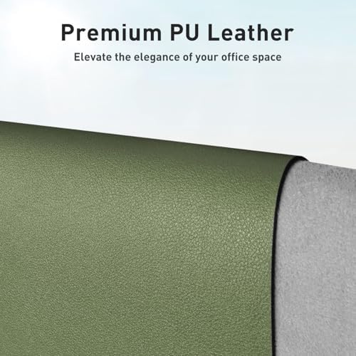 Aothia Leather Desk Pad Protector, Mouse Pad, Office Desk Mat, Non-Slip PU Leather Desk Blotter, Laptop Desk Pad, Waterproof Desk Writing Pad for Office and Home (31.5" x 15.7",Olive Green) - Image 2