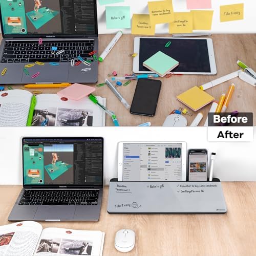 Varhomax Glass Desk Whiteboard with Storage, Desktop Organizer - Image 3