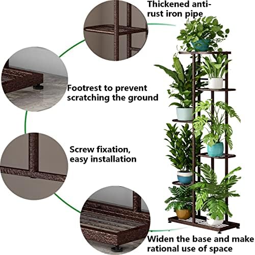 LINZINAR 6 Tier Plant Stand Indoor Outdoor Metal Flower Pot Display Shelf - Image 5