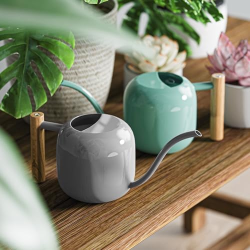 Green Moon 1.2L/41oz Metal Metal Watering Can with Long Spout, Gray - Image 3