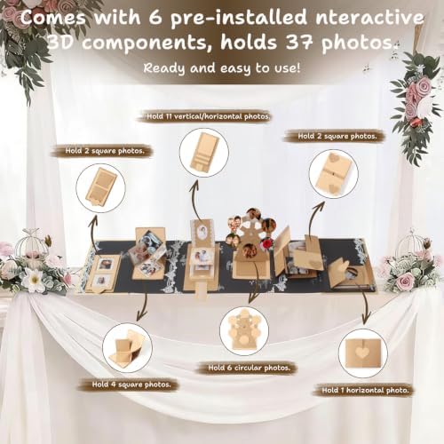 DIY Scrapbook Album Creative Scrapbooking Kit Photo Album 3D Interactive Memory Book for Wedding, Baby, Anniversary, Family Photos Adventure Book Travel Diary Photo Book Album DIY 3D Decoration Card - Image 3