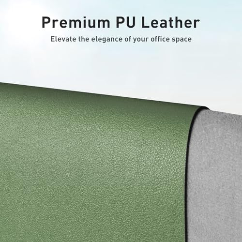Aothia Faux Leather Desk Mat - Non-Slip PU Leather Desk Blotter, Waterproof Writing Surface, Large Desk Pad for Office & Home (Olive Green, 55" x 24") - Image 3