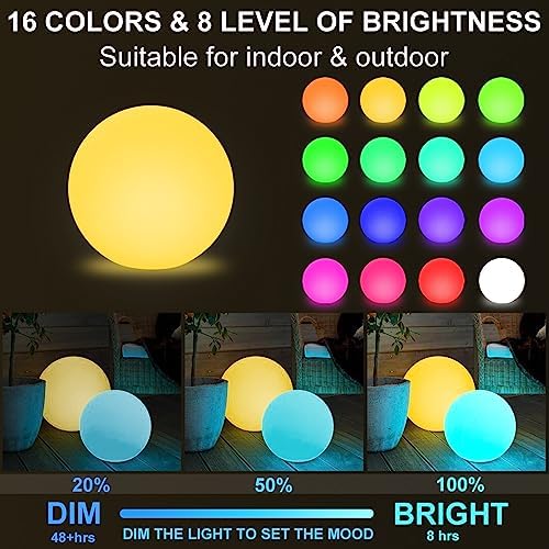 Outdoor LED Globe Orb Light, 16-inch Large LED Glowing Orb Ball Night Light - Image 2