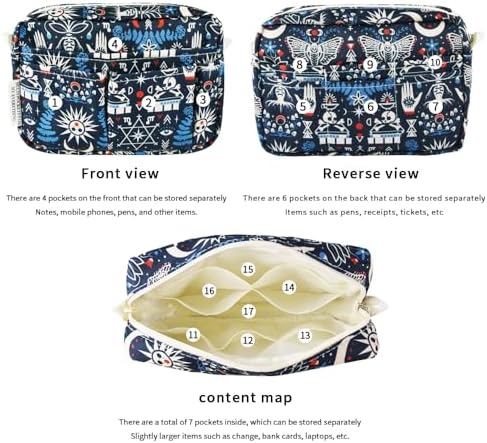Multiple Pockets Portfolio Organizer with Zipper,Makeup Bag Pencil Pouch - Image 4
