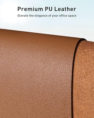 Aothia Faux Leather Desk Mat - Large Mouse Pad, Non-Slip PU Leather Blotter, Waterproof Writing Surface for Office and Home (Brown, 40" x 24") - Image 2