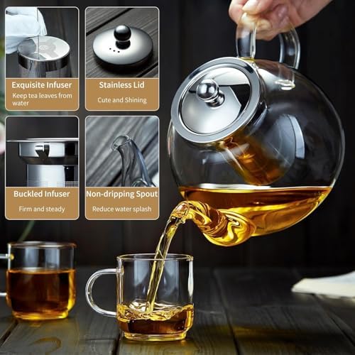 DOPUDO Glass Teapot with Infuser, 42 oz Borosilicate Tea Kettle - Image 4