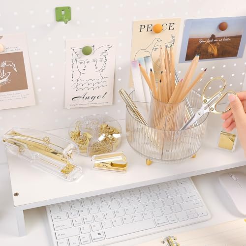 SKYDUE Gold Office Supplies Set with Pencil Holder for Desk - Image 2