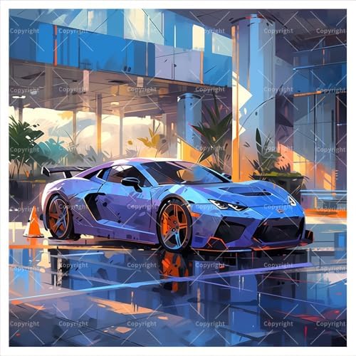 TAOPAOLAB Vehicle Modern Digital Painting Kit for Adults - DIY Blue Sports Car Scene Oil Painting on Canvas 7.87x7.87In, Framed Acrylic Paint Kit, Good for Beginners, Urban Home Decor or Gift Artwork by Unknown
