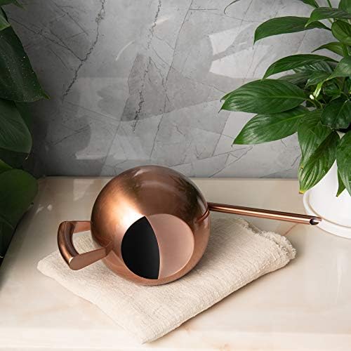 IMEEA 45oz/1.3Liter Metal Watering Cans for Indoor Plants Stainless Steel for Office Fish Bowl Shape (Copper Color) - Image 4