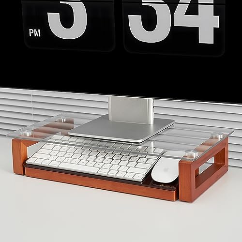Yeoux Desktop Black Glass Dry Erase Board with Wood Organizers,14"x5" - Image 6