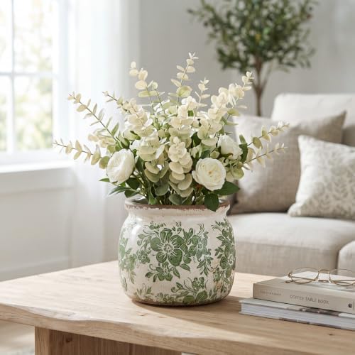 Vintage Planter for Indoor Plants, Ceramic Pot with Drainage Hole - Image 5