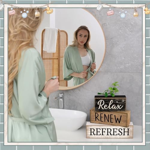 Moucuny 4 Pcs Bathroom Shelf Decor Sign Farmhouse Bathroom Accessories - Image 5