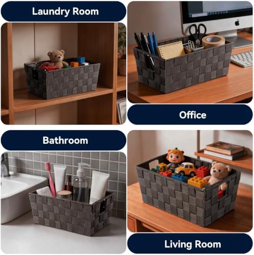Whitmor Woven Strap Small Storage Tote - Espresso (6581-2712-ESPR) - Image 4