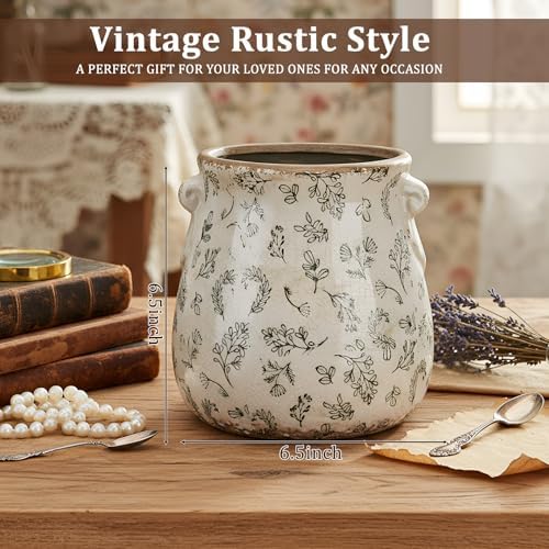Ceramic Scroll Planter 6.5 Inch, Leaves - Image 2