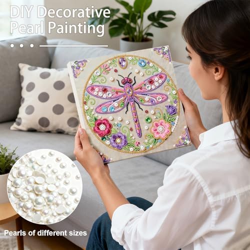 LQCrafK DIY 3D Pearl Art Painting Handcraft Kit for Adults Beginners, Home Wall Decoration, Creative Design Framed Painting with Tools-Dragonfly - Image 3