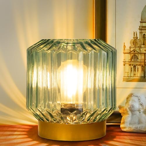 MJ PREMIER Battery Operated Lamp, Small Cordless Lamp with Timer Green by MJPREMIER
