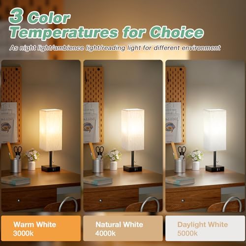 aooshine Bedside Table Lamp for Bedroom - 3 Color Temperatures, USB A+C - Image 3