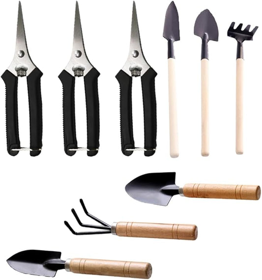 Mini Garden Tool Set, 9Pcs Transplanting Tools for Indoor & Outdoor Plant Care