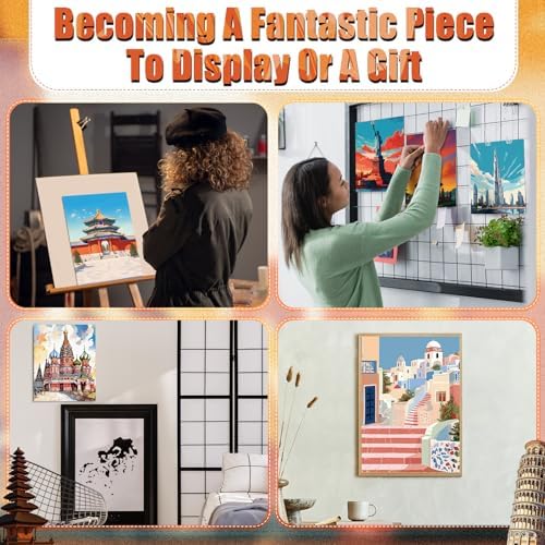Sherr 140 Pcs 20 Set Pre Drawn Canvas Painting Kit, Landmarks - Image 5