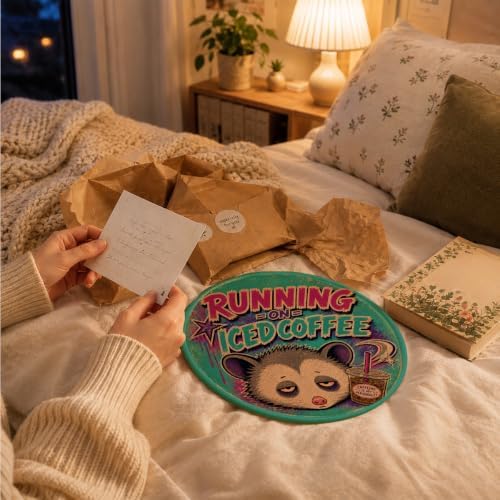 Funny Sarcastic Y2K Opossum Round Mouse Pad for Desk - Image 5
